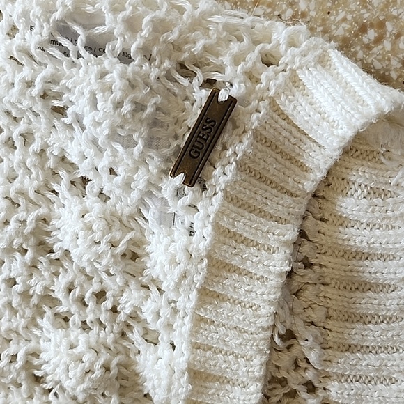 Guess Open Knit Cream Sweater Size M - Picture 5 of 12